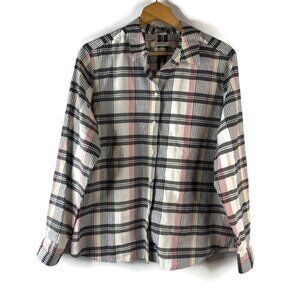Foxcroft Womens Button Up Shirt Top Size 18 Black Plaid Check Wrinkle Free